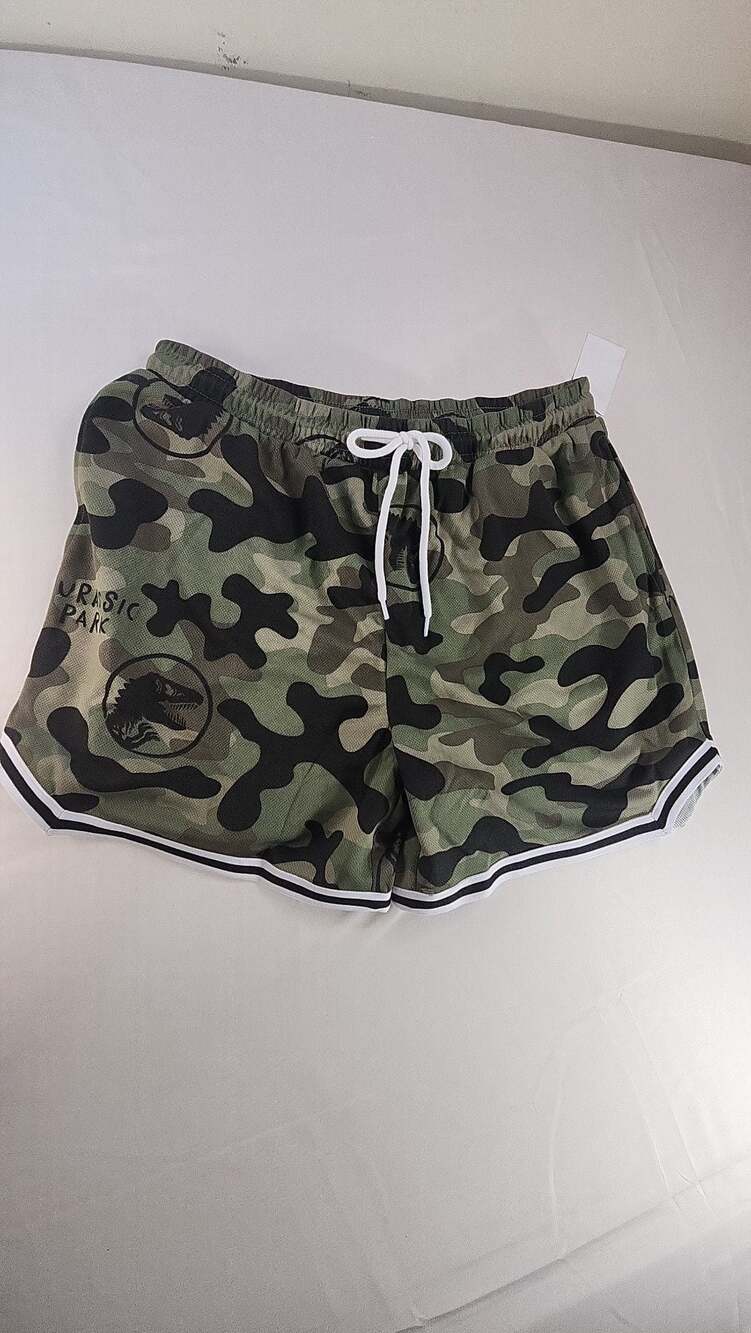 Jurassic Park Men's Camo Graphic Mesh Basketball Shorts